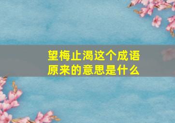 望梅止渴这个成语原来的意思是什么