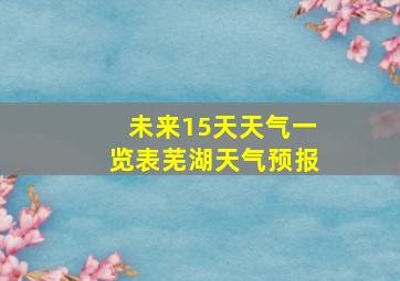 未来15天天气一览表芜湖天气预报