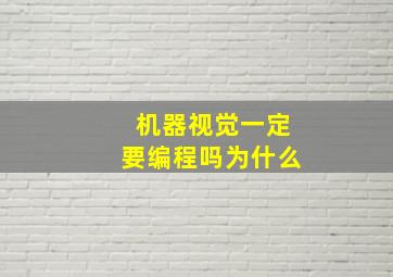 机器视觉一定要编程吗为什么