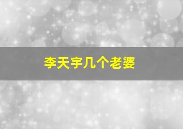 李天宇几个老婆