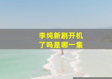 李纯新剧开机了吗是哪一集