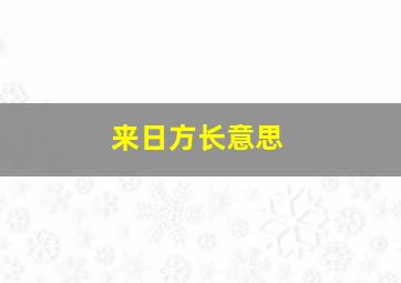 来日方长意思