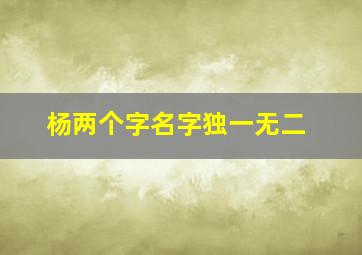 杨两个字名字独一无二