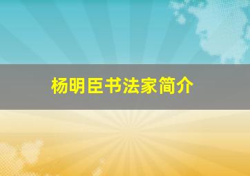 杨明臣书法家简介