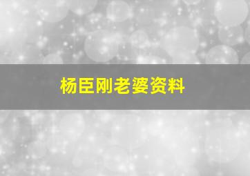 杨臣刚老婆资料