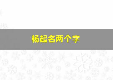 杨起名两个字