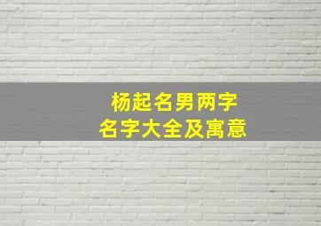 杨起名男两字名字大全及寓意