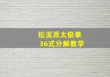 松溪派太极拳36式分解教学