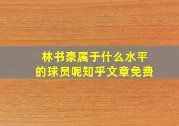 林书豪属于什么水平的球员呢知乎文章免费