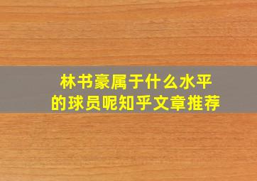 林书豪属于什么水平的球员呢知乎文章推荐