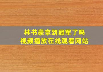 林书豪拿到冠军了吗视频播放在线观看网站