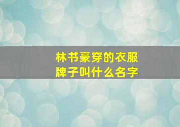 林书豪穿的衣服牌子叫什么名字