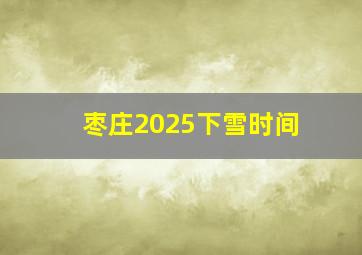 枣庄2025下雪时间