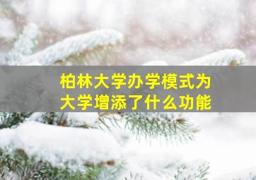 柏林大学办学模式为大学增添了什么功能