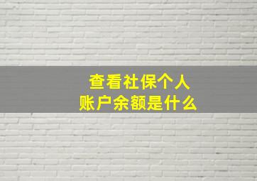 查看社保个人账户余额是什么