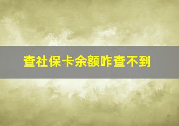 查社保卡余额咋查不到