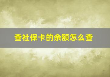 查社保卡的余额怎么查