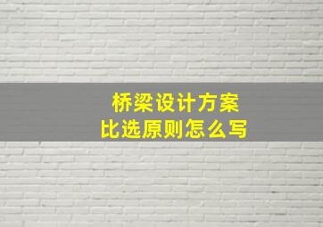 桥梁设计方案比选原则怎么写