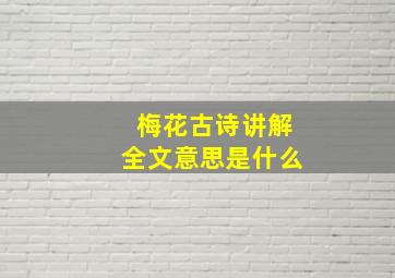 梅花古诗讲解全文意思是什么