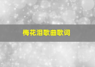 梅花泪歌曲歌词