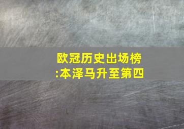 欧冠历史出场榜:本泽马升至第四