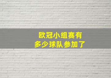 欧冠小组赛有多少球队参加了