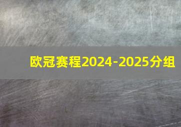 欧冠赛程2024-2025分组