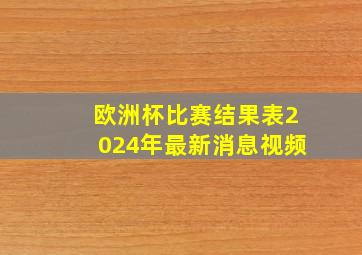 欧洲杯比赛结果表2024年最新消息视频