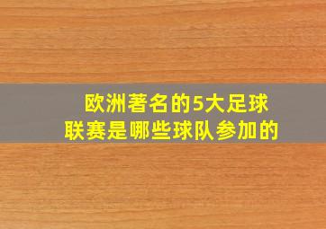 欧洲著名的5大足球联赛是哪些球队参加的