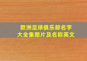 欧洲足球俱乐部名字大全集图片及名称英文