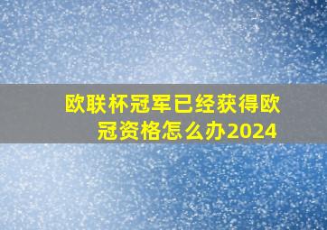 欧联杯冠军已经获得欧冠资格怎么办2024