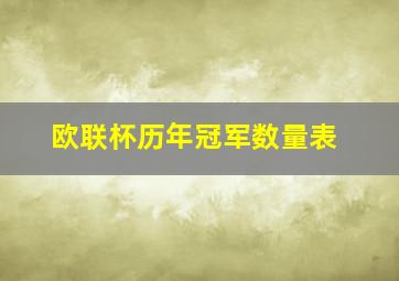 欧联杯历年冠军数量表