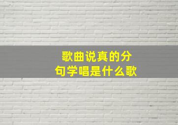 歌曲说真的分句学唱是什么歌