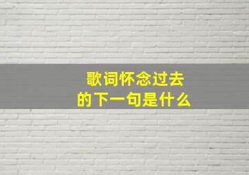 歌词怀念过去的下一句是什么