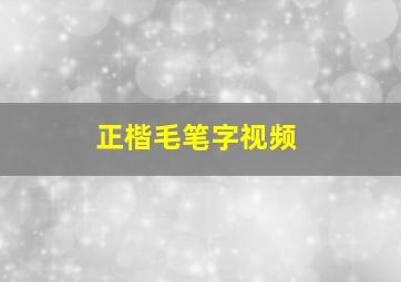 正楷毛笔字视频