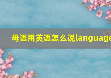 母语用英语怎么说language