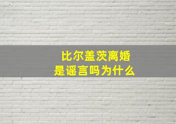 比尔盖茨离婚是谣言吗为什么