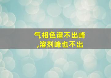 气相色谱不出峰,溶剂峰也不出