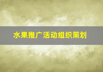 水果推广活动组织策划