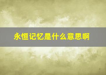 永恒记忆是什么意思啊