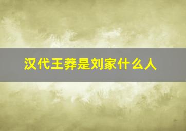 汉代王莽是刘家什么人