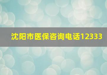 沈阳市医保咨询电话12333