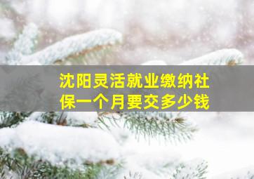 沈阳灵活就业缴纳社保一个月要交多少钱