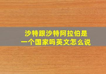 沙特跟沙特阿拉伯是一个国家吗英文怎么说