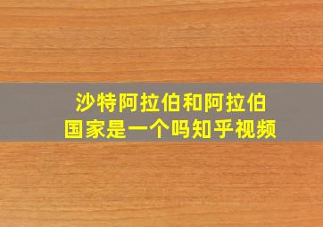 沙特阿拉伯和阿拉伯国家是一个吗知乎视频