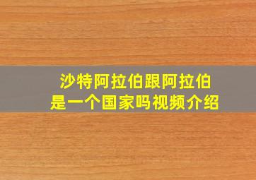 沙特阿拉伯跟阿拉伯是一个国家吗视频介绍