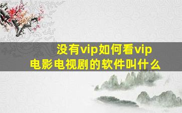 没有vip如何看vip电影电视剧的软件叫什么