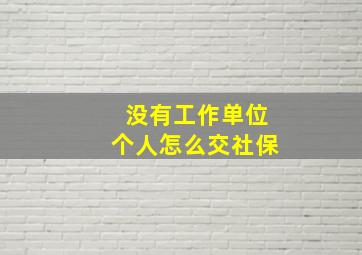 没有工作单位个人怎么交社保