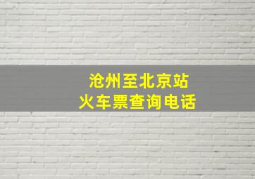 沧州至北京站火车票查询电话