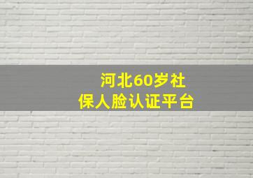 河北60岁社保人脸认证平台